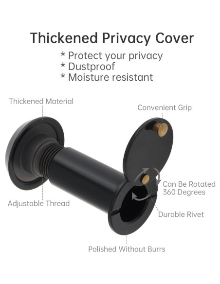 Golpeador de puerta con mirador HOJLKLD 15.24 cm Negro