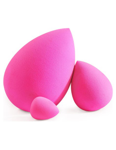 Conjunto de Esponjas de Maquillaje BEAKEY Rosa - Grande, Mini y Estándar