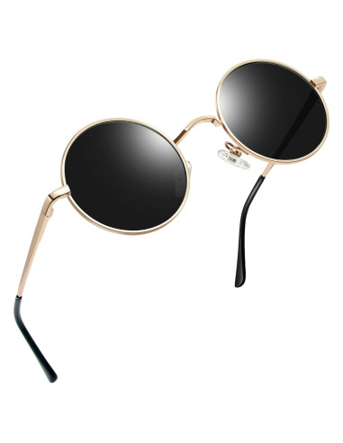 Gafas de sol redondas Joopin UV400 polarizadas doradas