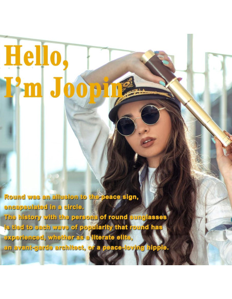 Gafas de sol redondas Joopin UV400 polarizadas doradas Gafas de sol redondas Joopin UV400 polarizadas doradas