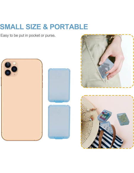 6 Cajas de Pastillas HUIKE Mini Organizador Portátil Azul