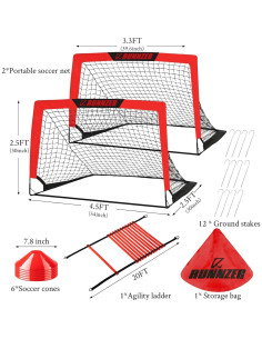 Meta de Fútbol Plegable L RUNNZER 4x3m para Niños con Escalera 2