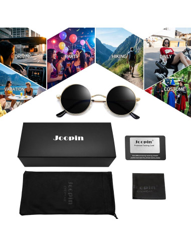 Gafas de sol redondas Joopin UV400 polarizadas doradas