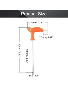 Llave Hexagonal T Utoolmart 4mm Acabado Cromado 2