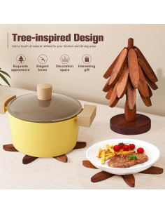 Juego de 5 Trivetes de Madera de Nogal en Forma de Árbol 2