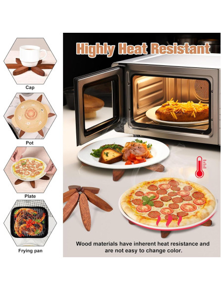 Juego de 5 Trivetes de Madera de Nogal en Forma de Árbol