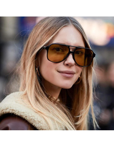 Gafas de sol aviador vintage UV400 unisex amarillas