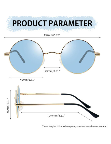 Gafas de sol redondas Joopin doradas con lentes UV400 Gafas de sol redondas Joopin doradas con lentes UV400