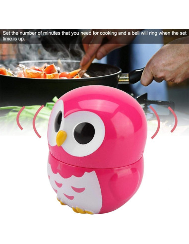 Temporizador de Cocina Mecánico Tyenaza Búho Rosa 55 Minutos