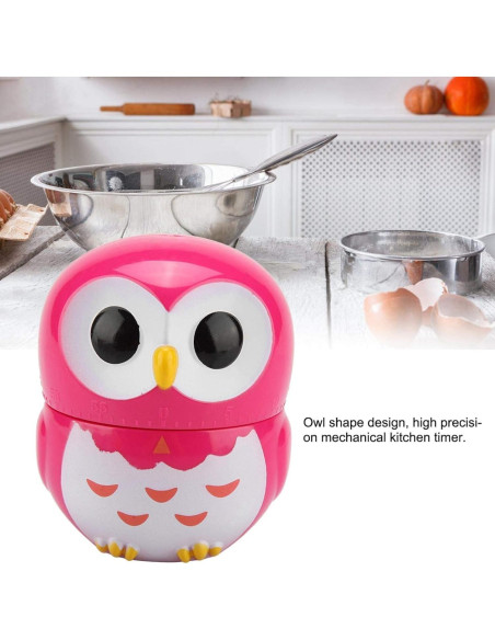 Temporizador de Cocina Mecánico Tyenaza Búho Rosa 55 Minutos