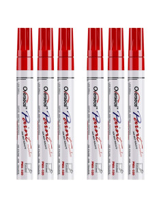 Marcadores de Pintura Permanente Roja Overseas - Paquete de 6