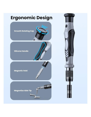 Juego de Destornilladores de Precisión AXTH 115 en 1 Ergonómico