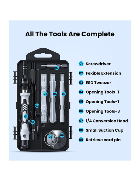 Juego de Destornilladores de Precisión AXTH 115 en 1 Ergonómico