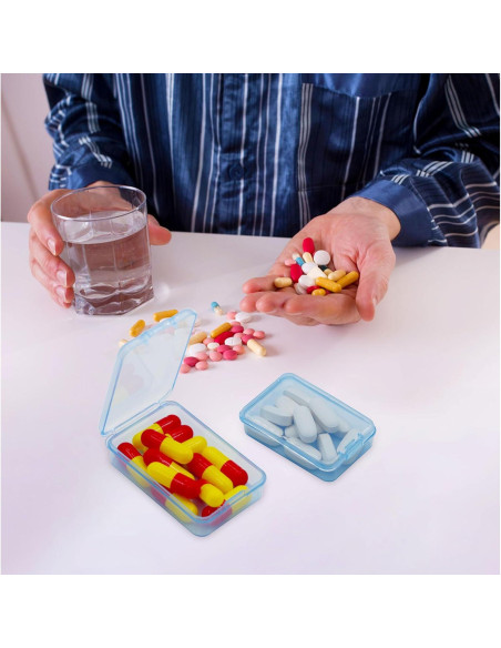 6 Cajas de Pastillas HUIKE Mini Organizador Portátil Azul
