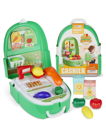 Caja Registradora de Juguete Amusty con Mochila y Accesorios