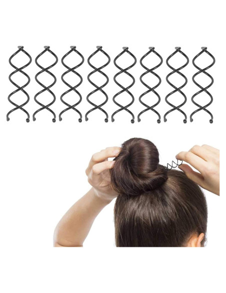 Pasadores de Cabello Espiral HAWWWY - 8 Piezas - Marrón Claro - 10.16 cm