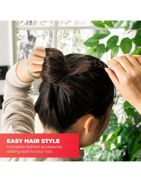 Pasadores de Cabello Espiral HAWWWY - 8 Piezas - Marrón Claro - 10.16 cm