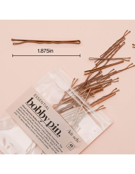 Pinzas para el cabello Kitsch Marrón - 45 unidades 4.75 cm