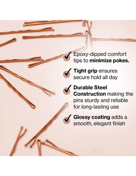 Pinzas para el cabello Kitsch Marrón - 45 unidades 4.75 cm