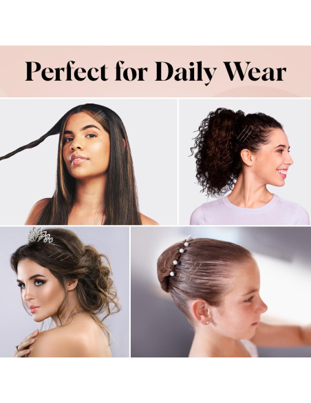 Pinzas para el cabello Kitsch Marrón - 45 unidades 4.75 cm