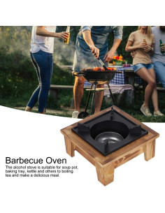 Estufa de Alcohol Portátil Akozon con Estante de Madera 2