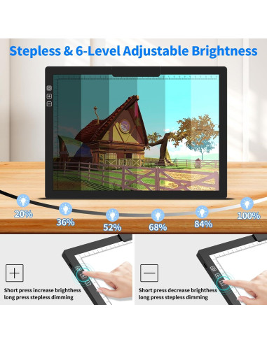 Tableta de Luz A4 HIUKCOLED Recargable con Brillo Ajustable