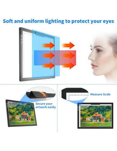 Tableta de Luz A4 HIUKCOLED Recargable con Brillo Ajustable