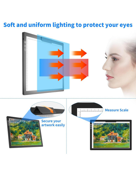 Tableta de Luz A4 HIUKCOLED Recargable con Brillo Ajustable