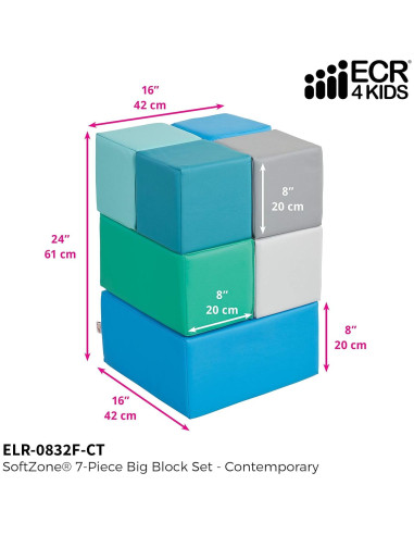 Bloques de Construcción de Espuma ECR4Kids Softzone - 7 Piezas