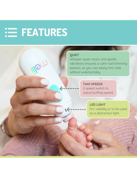 Lima de Uñas Eléctrica Melii para Bebés y Niños - 5 Discos