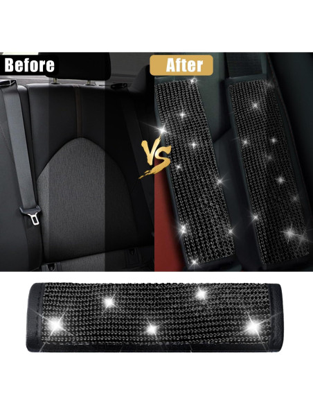 Cubiertas de Cinturón de Seguridad JDDRY 2Pcs Brillantes Negro