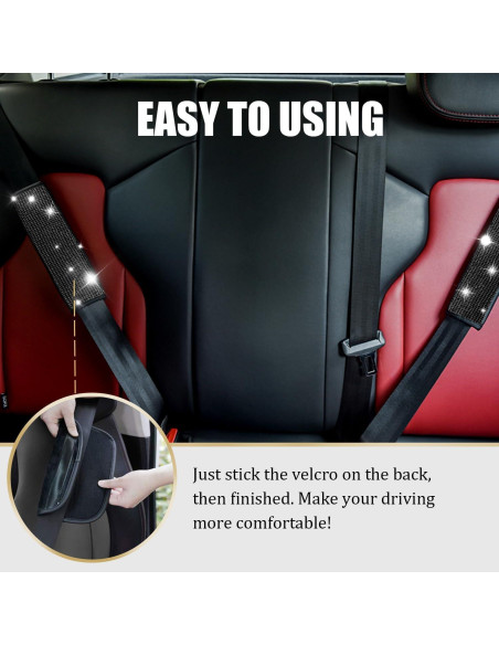 Cubiertas de Cinturón de Seguridad JDDRY 2Pcs Brillantes Negro