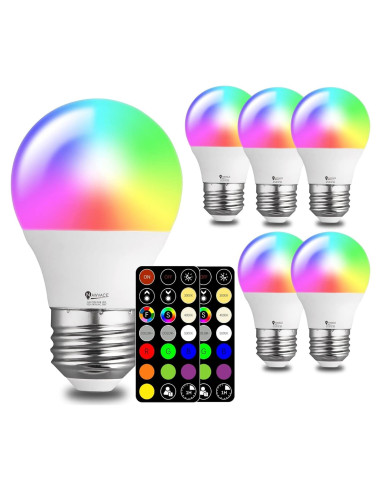 Bombilla LED RGB Nawvace 5W con control remoto, 30 colores