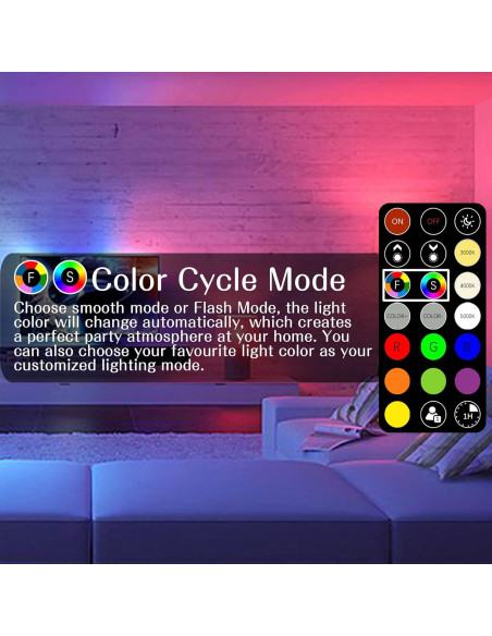 Bombilla LED RGB Nawvace 5W con control remoto, 30 colores