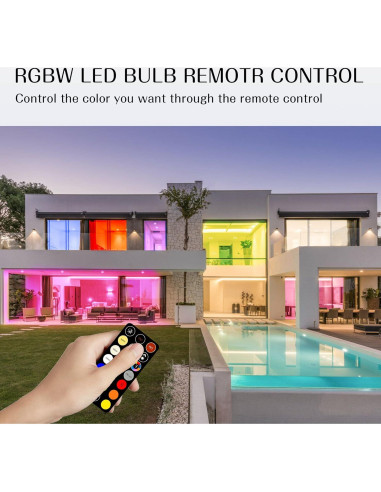 Bombilla LED RGB Nawvace 5W con control remoto, 30 colores