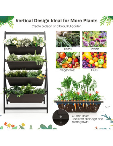 Huerto Vertical Elevado Giantex 4 Niveles 66x52x124cm