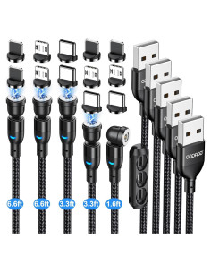 Cable de Carga Magnético 5-Pack ODDADD 0.5-2m USB C Micro USB