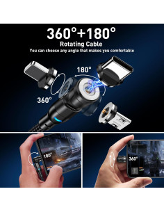 Cable de Carga Magnético 5-Pack ODDADD 0.5-2m USB C Micro USB 2