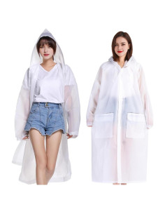 Ponchos de Lluvia Transparentes EVA 2 PCS Unisex Reutilizables