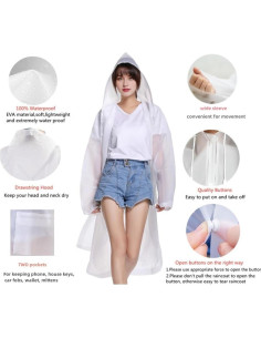 Ponchos de Lluvia Transparentes EVA 2 PCS Unisex Reutilizables 2