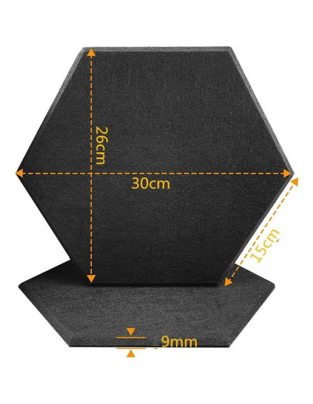 12 Baldosas Hexagonales de Fieltro Autoadhesivas RSACCSKY Negro