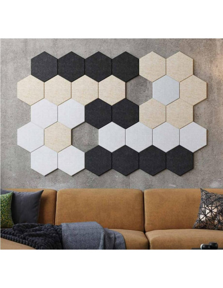 12 Baldosas Hexagonales de Fieltro Autoadhesivas RSACCSKY Negro