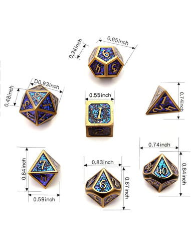 Juego de Dados de Metal D&D GuanShuo 7 Piezas RPG
