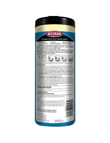Toallitas Desinfectantes Weiman para Electrónicos - 30 Unidades