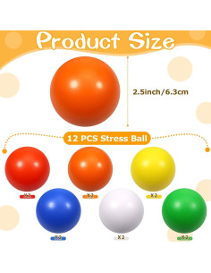24 Pelotas de Estrés de Espuma Kymqlyw 6 Colores 6.35 cm 2