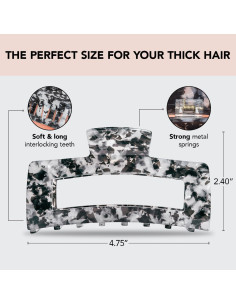 Clip de Garra Jumbo Kitsch para Cabello Negro - 12cm 2