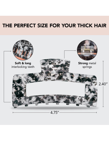 Clip de Garra Jumbo Kitsch para Cabello Negro - 12cm