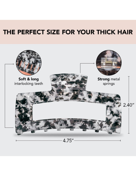 Clip de Garra Jumbo Kitsch para Cabello Negro - 12cm