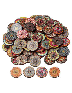Botones de Madera Multicolor EUBags 100 Pcs 2.54 cm Retro