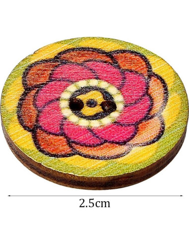 Botones de Madera Multicolor EUBags 100 Pcs 2.54 cm Retro